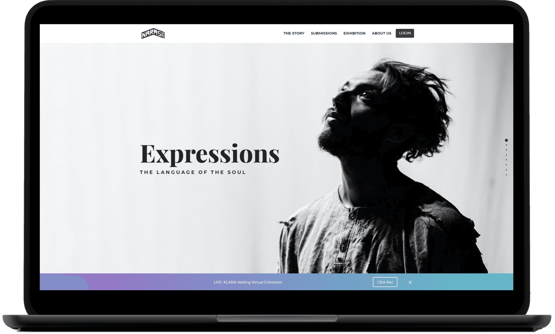 NARASI desktop on landing page